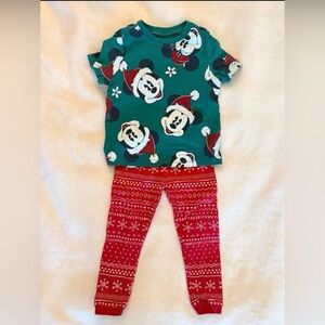 Disney Mickey Mouse Holiday Red Green Christmas Toddler outfit 2T
